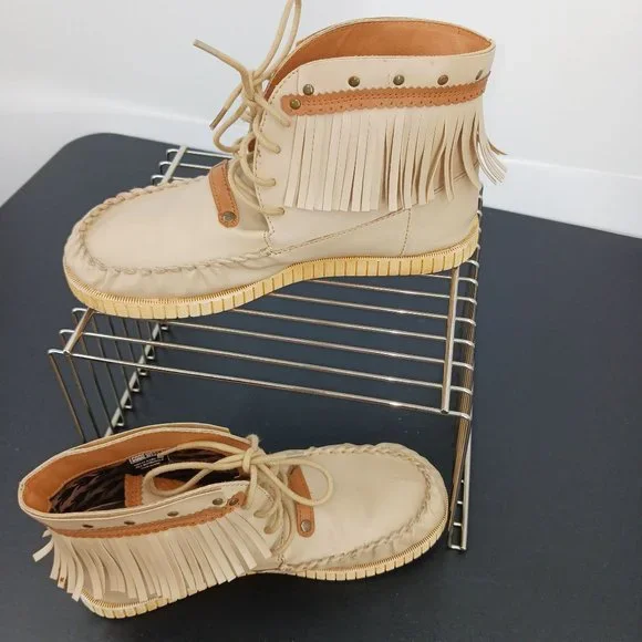 CODE WEST CRAE CRAE WOMENS BEIGE MOCASSIN SLIPPER BOOTIES SIZE 10M - Picture 12 of 12